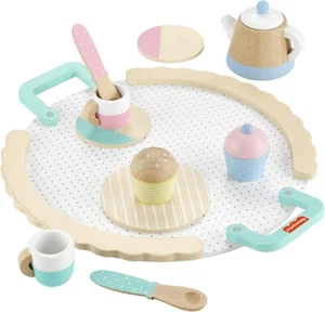Toy Tea Set with Teapot, Cups and Saucers, 12 Wood Pieces for Preschool Pretend - Picture 1 of 6