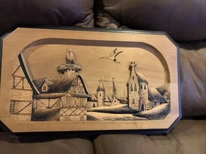 De colección Francia Artesanal Junto al Mar Madera Tallada 19.5” W x 11.5” H, Artista C. Leal - Imagen 1 de 13