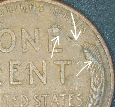 Retained Lamination Peel Lincoln Wheat Cent 1947 D - Image 1 of 4