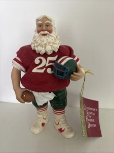 Vintage Santa Claus Figure Possible Dreams Clothtique Football Player With Tag - Picture 1 of 9