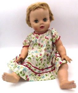 Bambola di gomma vintage anni 50-60 Uneeda 20” che piange e dorme baby doll cigola - Foto 1 di 13