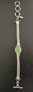 Sarda Sterlingsilber 0,925 grüner Edelstein Knebelarmband verstellbar - Bild 1 von 13