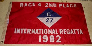BANDIERA GARA REGATA INTERNAZIONALE ' GARA 4 2° POSTO 1982'. Colori vivaci. Robusto - Foto 1 di 3