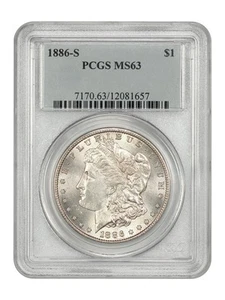 1886-S $1 PCGS MS63 - Morgan Dollar - Picture 1 of 4