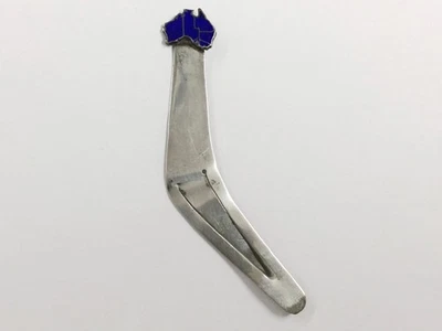 Antique Sterling Silver & Enamel Australia Boomerang Book Mark Circa 1910 3.1g - Immagine 1 di 4