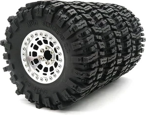 HOBBYSOUL 2.2 Mud Rock Crawler Tires Height 124mm & Alloy 2.2 Beadlock Wheels - Picture 1 of 4