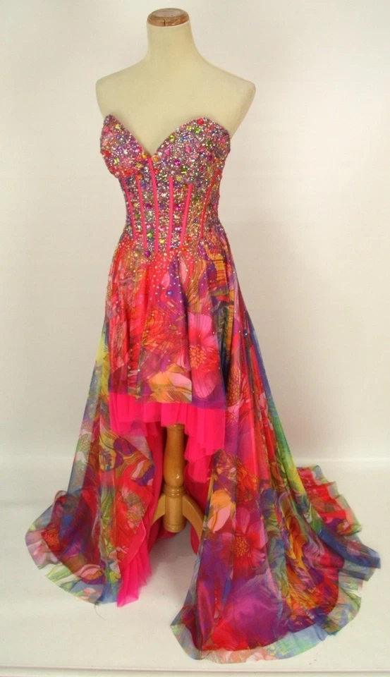 Pre Loved Jovani Multi-Colored Hi-Low Dress size 8 - Image 1 of 2