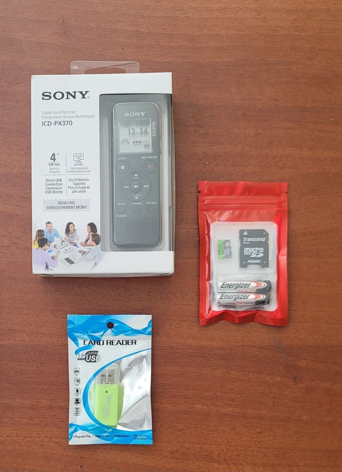 Sony ICD-PX370 Mono Digital Voice Recorder Built-In USB, 32Gb Micro SD & Reader - Image 1 of 3