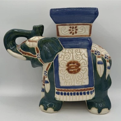 Vintage Ceramic Hollywood Regency Chinese Elephant Garden Flower Plant Stand - Image 1 of 4