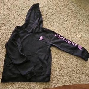 SIZE 12 BLACK Carhartt  Hoodie Fleece Pullover Sweatshirt - Picture 1 of 3