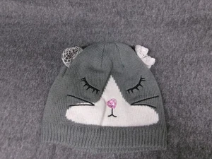 Cat Hat Cap Beanie Youth Large XL Gray Kitten Cute Ears - Picture 1 of 6