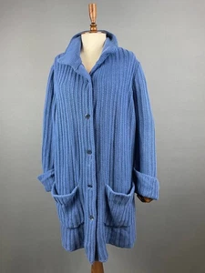 Schwerer Strick Kaschmir Damen Long Strickjacke Pullover Blau Kaschmir - Bild 1 von 15