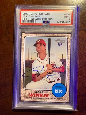 2017 Topps Heritage ROA Real One AUTO Jesse Winker RC Rookie Card PSA 9 Signed - Image 1 of 2