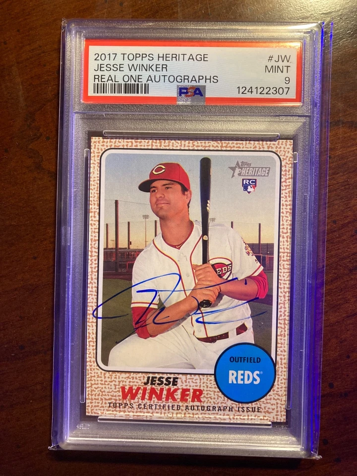2017 Topps Heritage ROA Real One AUTO Jesse Winker RC Rookie Card PSA 9 Signed - Image 1 of 2
