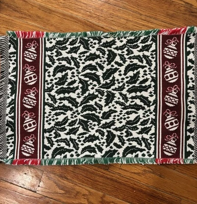 Juego de 4 manteles de Navidad de colección tapiz adornos acebo reversible Foto 1 de 4