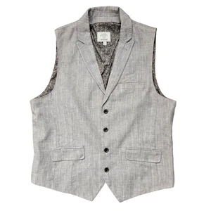 Baird McNutt Murano Vest Mens Large Gray Linen Suit Waistcoat Dress Formal Lined - Picture 1 of 13