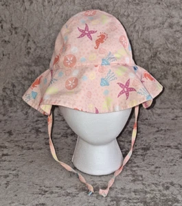 I Play Sunwear Baby Hat Bonnet 9-18 months Coral Pink Beach Sea Life UPF 50+ - Picture 1 of 8