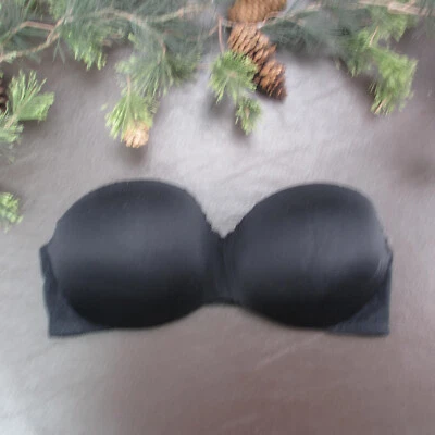 Lily of France Bra 34D Black Strapless Padded Underwire Adjustable Clasp Back - Image 1 of 4
