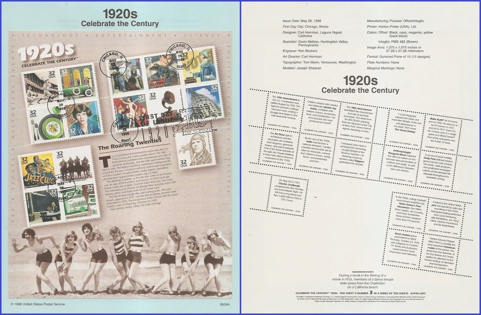 USA8 #3184 U/A SOUVENIR PAGE FDC SvSht  Celebrate the Century - 1920s - Image 1 of 1