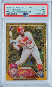 2023 Topps Gilded Mini Diamond Gold Etch #94 IVAN HERRERA RC PSA 10 GEM 13/50 - Bild 1 von 2