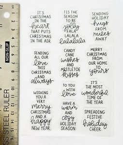 Clear rubber stamps Christmas Merry Verse Words Jolly Kiss Love Hope Season - Picture 1 of 2