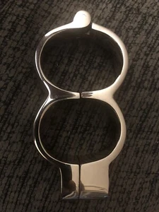 7.3” Polished Snap Lock Design Handcuffs Heavy Bracelet Shackles 2 Unique Keys - Picture 1 of 3