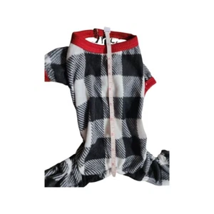XS Pet Pajamas Black White with Red Trim - Picture 1 of 4