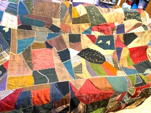 Antiker Patch Quilt Handstich 74 x 96 signiert Stück Unikat OOK 002-066 - Bild 1 von 24