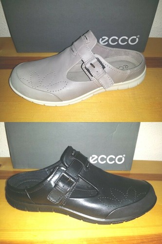 $120 NUOVA DONNA EUR 38 39 ECCO Babett Clog Slide nero beige crema RITIRATO