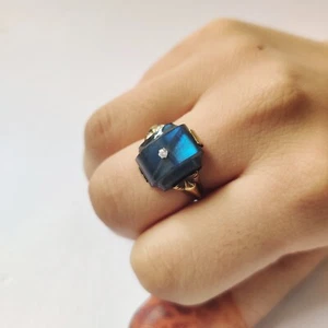 natural labradorite sterling silver ring size 7 - Picture 1 of 8