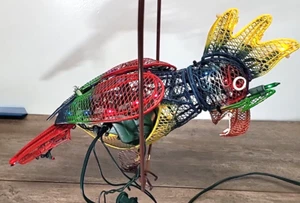 Mechanical Lighted Parrot on Perch Hanging Animatronic Buffet Parrotheads - Picture 1 of 13