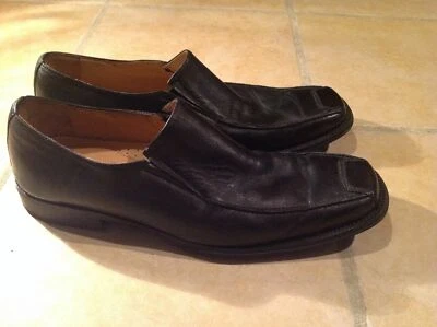 Bachrach Black Square Toe Leather Slip On Dress Shoes Men Sz 9.5 - Image 1 of 4