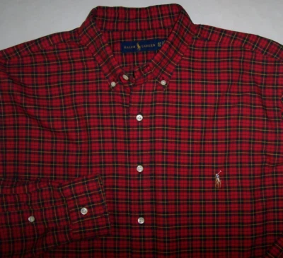 NWT Ralph Lauren RED/BLACK/YELLOW Plaid Check Oxford Shirt Men's S POLO PONY - Image 1 of 3