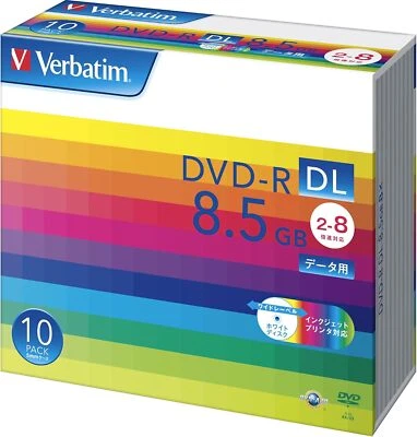 ‎Verbatim Verbatim Single recording DVD-R DL 8.5GB 10 discs White printable - Image 1 of 4