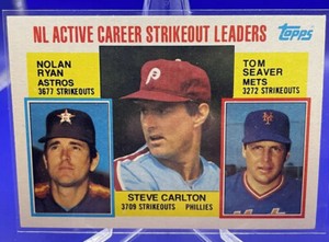 1984 TOPPS NL ACTIVE CAREER STRIKEOUT LEADERS RYAN, CARLTON & SEAVER #707