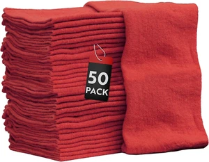 Nabob Wipers Shop Towels 50 Pack Cotton Rags Size 14"X14" Commercial Grade (50 P - Picture 1 of 12