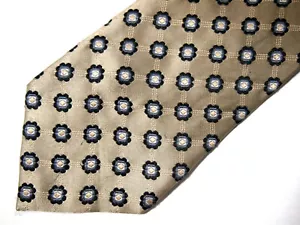 Enro Platinum Mens Necktie Tie Beige Grey Black Medallion Silk 60" Career - Picture 1 of 4