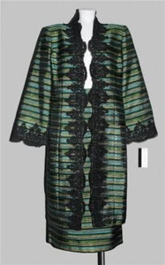 VTG 2-Pc Lily & Taylor Paris Lace Brocade Long Evening Coat & Skirt Wm's 12 NWT - Picture 1 of 1
