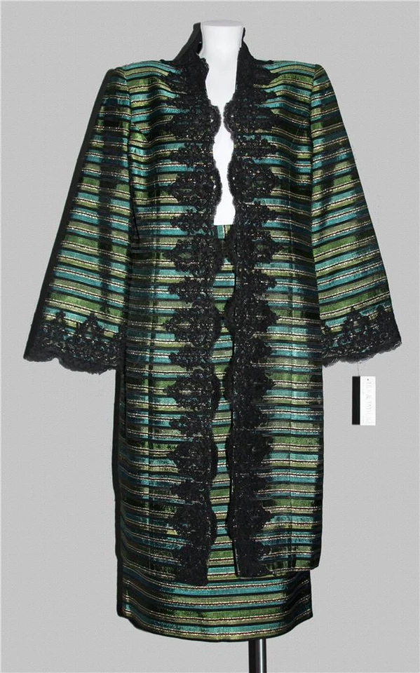 VTG 2-Pc Lily & Taylor Paris Lace Brocade Long Evening Coat & Skirt Wm's 12 NWT - Image 1 of 1