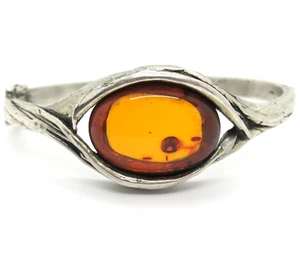 PERLI Armreif 835er Silber Bernstein 60s 70s Vintage Silver Bracelet Amber - Bild 1 von 5