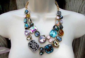 Betsey Johnson Halloween Collar Necklace Scarab Web & Charms Double Strand NWT - Picture 1 of 12