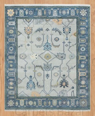 New Oushak Rug Contemporary hand-Knotted Living Room Area Rug Color Cream 8x10 - Image 1 of 4