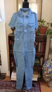 New Blashe Short Sleeve Denim Jumpsuit, Women's Size Small - Picture 1 of 12