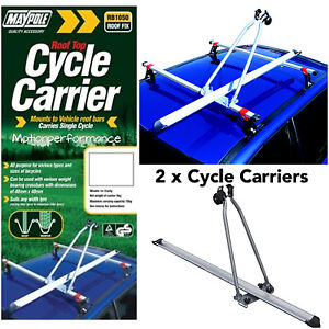 2 x Maypole Car Roof Mounted Upright Cycle Bike Travel Rack Holder Carrier -15kg