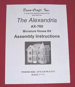 Dura-Craft *ALEXANDRIA* AX-760 Dollhouse INSTRUCTIONS - Picture 1 of 1