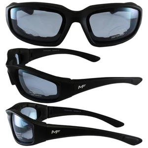 BLUE Lens Black Foam Padded Motorcycle Biker ATV Riding Glasses Sunglasses - Picture 1 of 1
