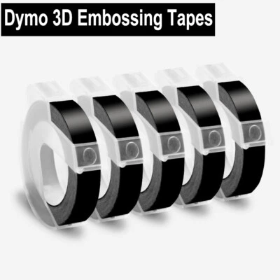 5PK For DYMO Organizer Xpress Label Maker 3D Embossing Tape 520109 Black 3/8" - Image 1 of 4