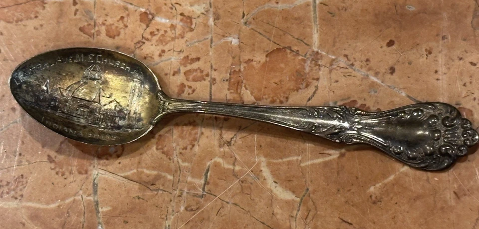 CENTRAL AVE ME CHURCH INDIANAPOLIS PRATA ESTERLINA 3,75" COLHER LEMBRANÇA ANTIGA - Imagem 1 de 4