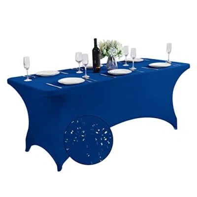  Waterproof Spandex Table Cover for Table Universal Fitted 6FT Classic Blue - Image 1 of 4