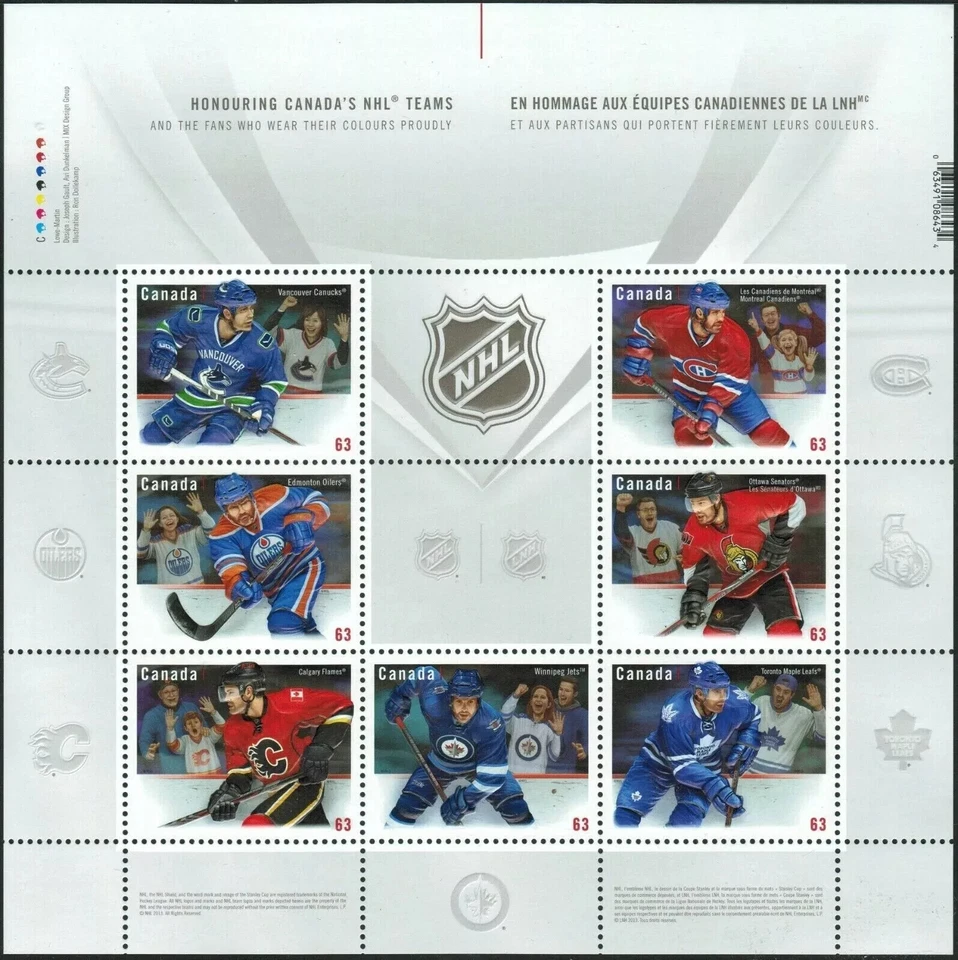 CANADA MINT SOUVENIR SHEET - VFNH - SCOTT 2669 - NHL - 2013 - Image 1 of 1